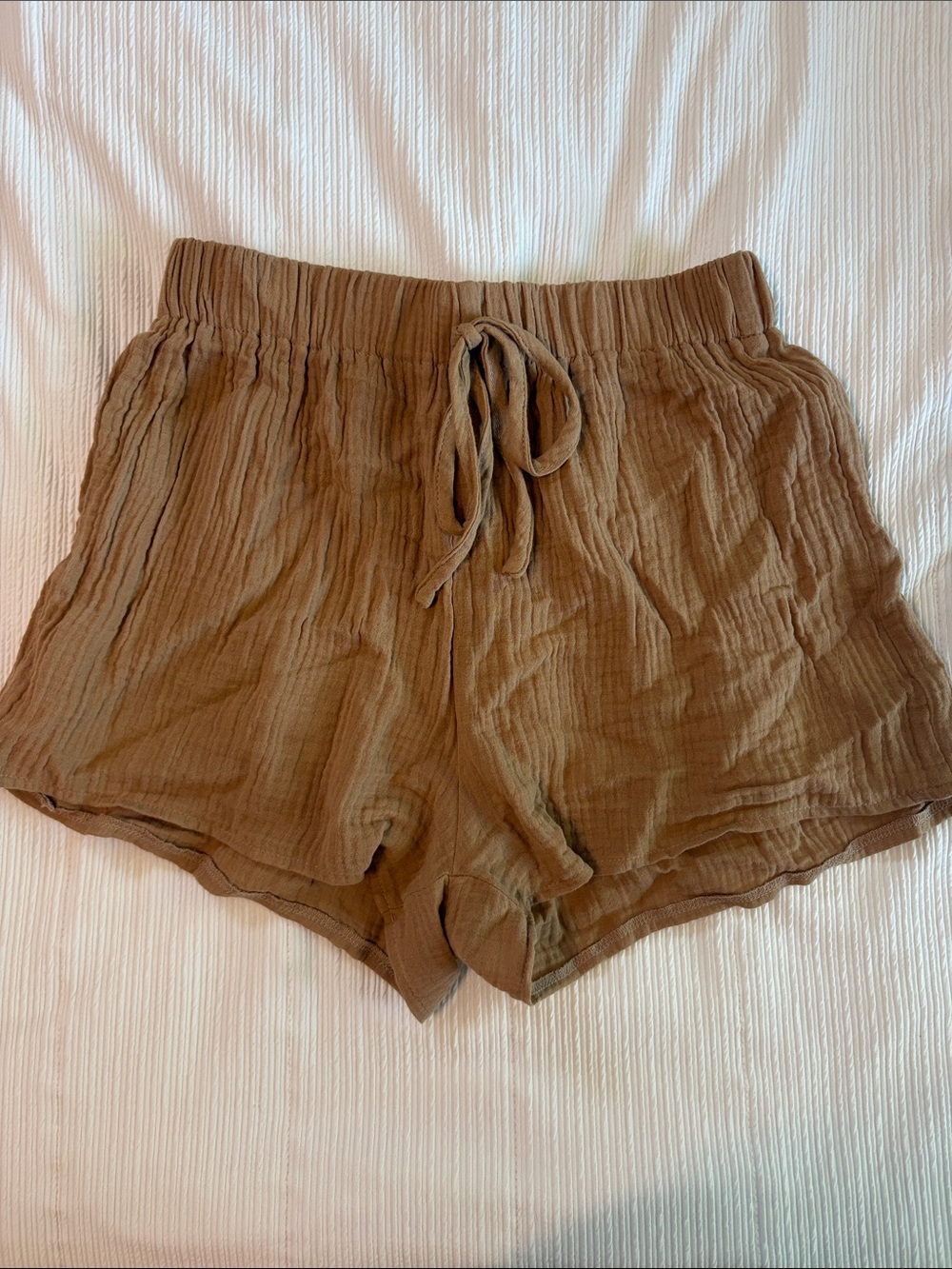 High Waist Brown Drawstring Relaxed Shorts